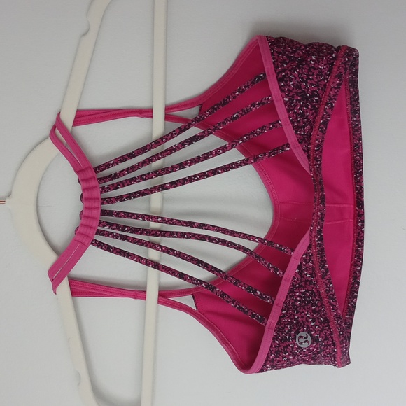LuLuLemon Lighten Up Pink and Black Sport Bra Size 6 - Picture 1 of 11